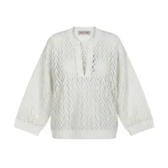 Eg10 【未使用保管品】 VALENTINO ヴァレンティノ Vロゴレース ロングスリーブ レースブラウス サイズM ホワイト レディースk02iのサムネイル