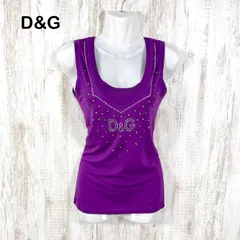 00s D&G DOLCE&GABBANA ドルチェアンドガッバーナ ラインストーンロゴ Uネック タンクトップ パープル y2k 平成ギャルのサムネイル