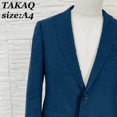 【TAKAQ】タカキュー テーラードジャケット ストライプ ネイビー A4サイズ相当 メンズ ビジネス スーツ ウール混【011535】のサムネイル