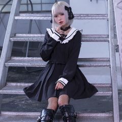 完売品 夢展望 DearMyLove セットアップ風ハートベルトセーラーワンピ Lサイズ ミニ丈