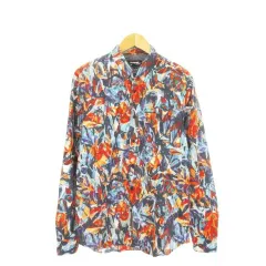 デシグアル Desigual man シャツ XL REGULAR 黒 ブラック グレー アブストラクトプリント 花柄 長袖 /CK12 ■GY53のサムネイル