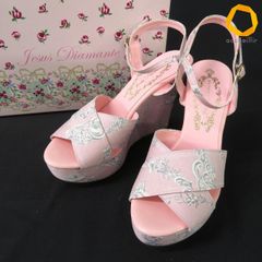 #ss 지저스디아만테 JESUS ​​DIAMANTE 샌들 S 핑크 그레이 화이트 로코코조 힐 후저 웨지 솔 상자 첨부 [1019704] k01