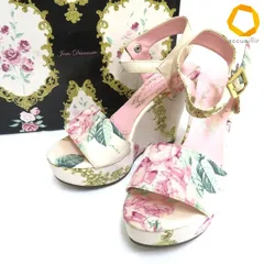 #sxs ジーザスディアマンテ JESUS DIAMANTE サンダル S ピンク 緑  バラ柄 薔薇 ヒール 厚底 ウェッジソール 箱付き [1019706] k01のサムネイル