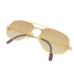美品▲Cartier カルティエ サントス ドゥ カルティエ ツーブリッジ サングラス アイウェア ゴールド シルバー 58□18 140 仏製 メンズのサムネイル