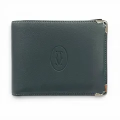 未使用品◇Cartier カルティエ レザー マストドゥカルティエ ロゴ入り 札入れ 二つ折り財布 ネイビー系 シルバー金具 イタリア製 メンズのサムネイル