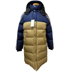 未使用品□GUCCI グッチ 590744 ロゴ総柄 サイドライン フーデッド ダウンコート ベージュ ネイビー レッド 44 イタリア製 正規品 メンズのサムネイル