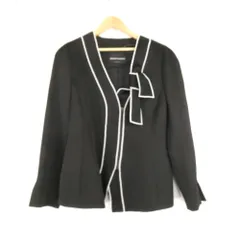 EMPORIO ARMANI エンポリオアルマーニ ノーカラージャケット 42 M～Lサイズ相当 アセテート他 リボン 肩パットダブルジッパー レディース AD2220A79 のサムネイル