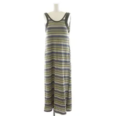 ビューティフルピープル 24SS fair Isle jacquard tank-top dress ワンピース ノースリーブ ロング丈 ボーダー 34 マルチカラー カーキ ピンク 水色 ライトブルー 1415304004 /AN38のサムネイル