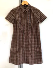 【D1-20】△   A.P.C    半袖ワンピース　ブラウンチェック柄　サイズXSのサムネイル
