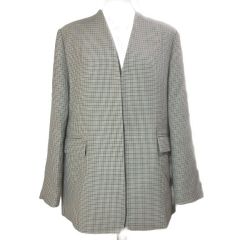 美品♡Aquascutum シルク ノーカラー 千鳥格子柄 ジャケット - メルカリ