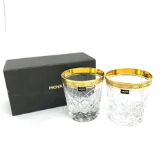 HOYA ホヤクリスタル ロックグラス/金彩 2客セット ゴールドカラー