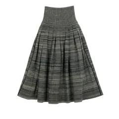 Ag10 issey miyake イッセイミヤケ 70's ニットスカート ロングスカート ボーダー グレー系 レディースk02iのサムネイル
