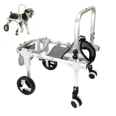 犬用車椅子 犬用歩行器 ペット車椅子 2輪 4輪歩行補助 サイズ調整可能 軽量 後ろ足 ペット 小型犬 中型犬 怪我 介護 障害犬 老犬 散歩 サポート ハーネス付き 車輪 リハビリ 日本語取扱説明書 (L, 4輪)mt d2f2cd2cのサムネイル