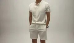 SS新作) シャツ ヘンリー マッスルフィット 半袖セット 3color M Lのサムネイル