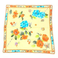 新品タグ付✨️ レオナール ミニスカーフ オレンジ 蘭 52×52 綿100