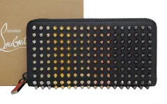 D3841◆ほぼ未使用【クリスチャンルブタン】スタッズ ラウンドファスナー◆ジッピー ジップ長財布 スパイクウォレット ブラックのサムネイル