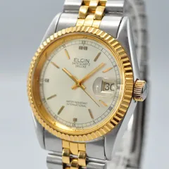 ELGIN エルジン 腕時計 クォーツ FK-343-A ステンレススチール 文字盤ゴールド メンズ 男性 稼働品のサムネイル
