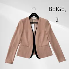 【タグ付き・未使用品】 BEIGE CINDY  ベイジ シンディ ダブルカラー ノーカラー ジャケット ヌード×ブラック 2 Decade BEIGE,  オンワード カラーレス ジャケット ストレッチ 速乾 ウォッシャブル セレモニー フォーマル ビジネスのサムネイル
