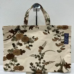 5960　一澤信三郎帆布　トートバッグ　ハンドバッグ　花柄　フラワー　和柄　和風　ベージュ　ブラウン　レディースのサムネイル