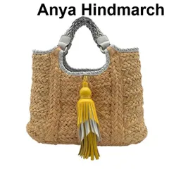 アニヤハインドマーチ Anya Hindmarch かごバッグ ハンドバッグ トートバッグ ビッグタッセル 編み込み ラフィア レディース 6D412のサムネイル