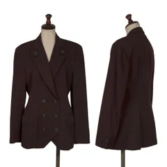 ヨウジヤマモトYohji Yamamoto×THE GINZA STORY ウールラペルデザインダブルジャケット 茶M位のサムネイル