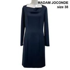 ◆ マダムジョコンダ MADAM JOCONDE ドレープワンピース ひざ丈 長袖 スクエアネック  チャコールブラック 毛 38 M 9号 レディース S6H519のサムネイル