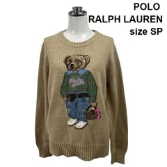 ◆ ポロラルフローレン POLO RALPH LAUREN セーター 長袖 クルーネック ポロベア インターシャ編み ベージュ 綿 SP 9号 レディース S6H549のサムネイル