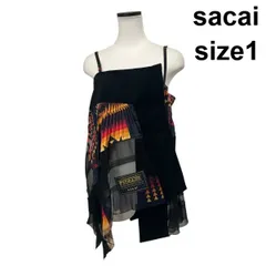 ◇ サカイ sacai チュニック ノースリーブ スクエアネック ネイティブアメリカン柄 異素材 アシンメトリー 1 M 9号 レディース S6H556のサムネイル