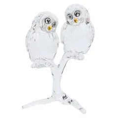 スワロフスキー SWAROVSKI 置物 オブジェフィギュア オーナメント 鳥 梟 ふくろう つがい ペアカップル クリスタル 5493722 FEATHERED BEAUTIES フクロウ 2羽セットのサムネイル