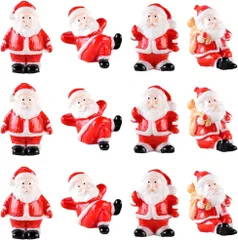クリスマス ミニチュア サンタクロース 置物 12個セット 樹脂 オブジェ 卓上 飾り ミニフィギュア 盆栽 多肉植物 鉢植え テラリウム ガーデニング DIY インテリア クリスマス デコレーション x-24のサムネイル