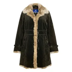 Eg10 BURBERRY LONDON BLUE LABEL バーバリーロンドン ブルーレーベル ファーコート 中綿コート ベロア  サイズ38 ダークブラウン レディースo07tのサムネイル