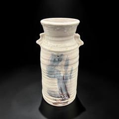 中国現地買付 六角壺 [鳥山水風景絵] 取手付き 中国雑貨 壺 フラワー