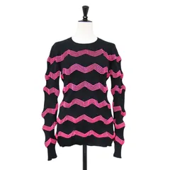JUNYA WATANABE COMME des GARCONS ジュンヤワタナベ コムデギャルソン ニット ブラック ピンク サイズ:S ボーダー柄 長袖 ニット JE-N007 プルオーバー クルーネック リブ コットン【レディース】【中古】のサムネイル