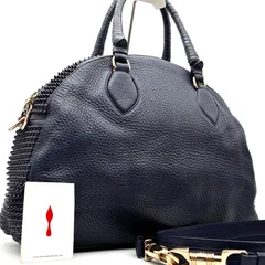 美品 クリスチャンルブタン Christian Louboutin 2way トートバッグ ボストン ショルダーバッグ スタッズ レザー 本革 ネイビー 紺 ボーナス 夏休み 帰省 お盆 敬老の日 シルバーウィーク 秋 ギフト ご褒美 レディースのサムネイル