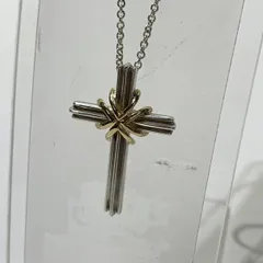 【中古品】 Tiffany & Co. ティファニーアンドコー K18 SV925 コンビ シグネチャー クロス ペンダント ネックレス チェーン 【182-260710-ko-08-tei】のサムネイル