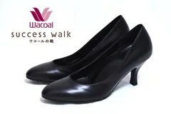 【定価2万4200円】新品 SUCCESS WALK サクセスウォーク パンプス 24cm 3E WFN760 ラウンド ブラック ワコール 7cm ヒール 通勤のサムネイル