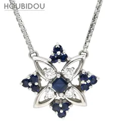 ポーラ POLA ネックレス ブルーサファイア ダイヤ デザインペンダント プラチナシルバー プラチナ 星 フラワー 花 ベネチアンチェーン 【中古】のサムネイル