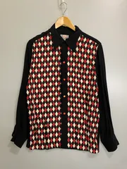 【中古品】 DRY BONES ドライボーンズ ダイヤモンドパターン レーヨンシャツ 50年代風 メンズ トップス ダイヤ柄 長袖 【145-260710-em-82-min】のサムネイル