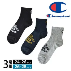 Champion チャンピオン ソックス 《02ロゴカラー》新品 未使用 メンズ 3足組 靴下 ミドル丈 ワンポイント 刺繍 ロゴ 3Pセット スポーツ カジュアル 丈夫 春 夏 秋 冬【C8S】【メール便2】ファッション メンズのサムネイル