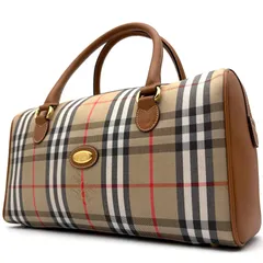 未使用に近い バーバリー Burberry ミニボストンバッグ ハンドバッグ ノバチェック シャドーホース ホースロゴ キャンバス レザー 本革 ハニーベージュ ボーナス 夏休み 帰省 お盆 敬老の日 シルバーウィーク 秋 ギフト ご褒美 レディース 大人のサムネイル