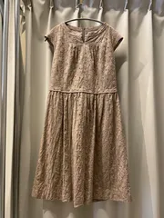 【東あずま店　併売品】 ALMA ROSE HANAE MORI ハナエモリ　ワンピース 花柄 刺繍 フォーマル　お呼ばれ　デート　オフィスカジュアル　食事会　可愛い　お出かけ　上品　ベージュ　beigeのサムネイル