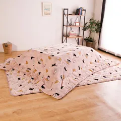 フランネルこたつ布団 セット アンジュ [大サイズ/長方形/105～120cmこたつ用] 掛敷セット 190×240cm こたつ布団セット フランネル 猫模様 モカ[離島配送不可]のサムネイル