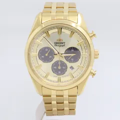 IT2L4FLQSD66 美品 ORIENT オリエント コンテンポラリーコレクション RN-TX0301G ソーラー クロノグラフ SS 腕時計 メンズ ゴールドのサムネイル