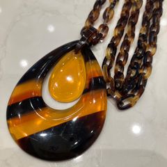 263ヴィンテージ べっ甲 ダブルサークル ペンダント ネックレス - メルカリ