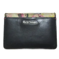 ポールスミス PAUL SMITH カードケース 定期入れ パスケース レザー フラワープリント ブラック パープル /Xのサムネイル