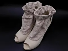 ginza kanematsu 銀座かねまつ レザー 切替 オープントゥ ブーティー ブーツ size23.5/アイボリーｘライトベージュ ◇■ レディースのサムネイル