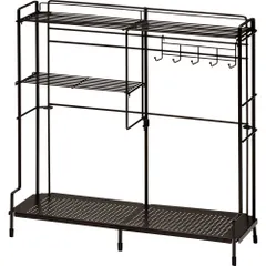 特価　コンロサイドラック 約52×15.5×50cm 鉄 ブラウン 調味料 freiz) キッチンツール 収納 和平フレイズ(Wahei フック付のサムネイル