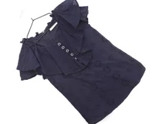 REDYAZEL レディアゼル カットワーク フリル ハーフボタン ブラウス シャツ sizeS/紺 ■◆ レディースのサムネイル