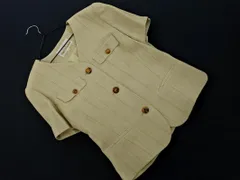 TRUSSARDI トラサルディ チェック 半袖 ノーカラー ジャケット size42/ベージュ ■◆ レディースのサムネイル