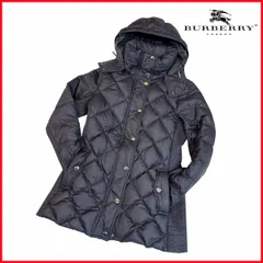 ●BURBERRY/バーバリー ロンドン●ダウンコート サイズ38 レディース ブラック 裏地ノバチェック フード付き 三陽商会 中古のサムネイル